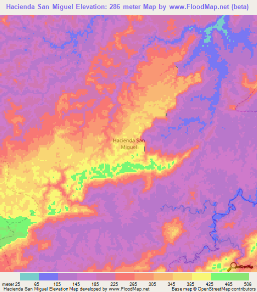 Hacienda San Miguel,Ecuador Elevation Map