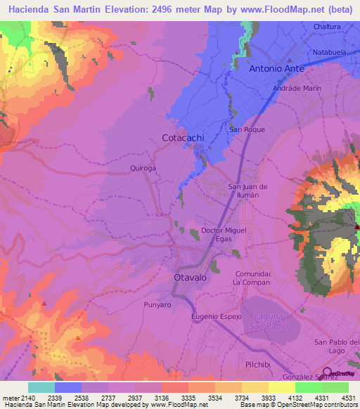 Hacienda San Martin,Ecuador Elevation Map