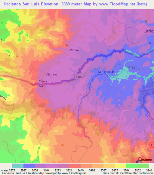 Hacienda San Luis,Ecuador Elevation Map