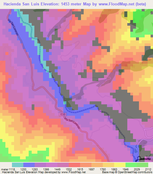 Hacienda San Luis,Ecuador Elevation Map