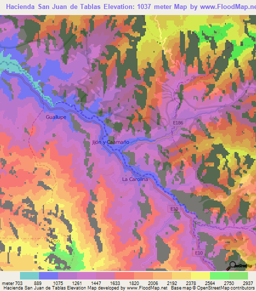 Hacienda San Juan de Tablas,Ecuador Elevation Map