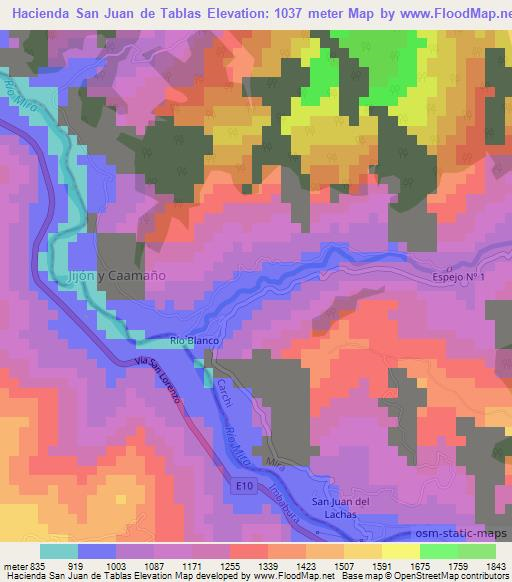 Hacienda San Juan de Tablas,Ecuador Elevation Map