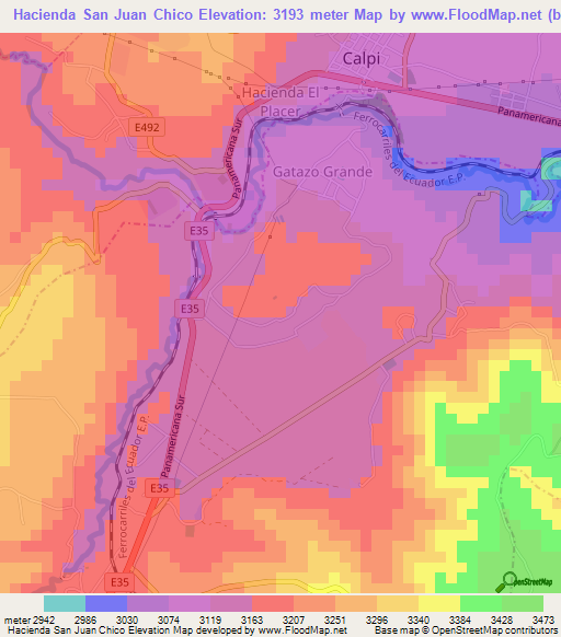 Hacienda San Juan Chico,Ecuador Elevation Map