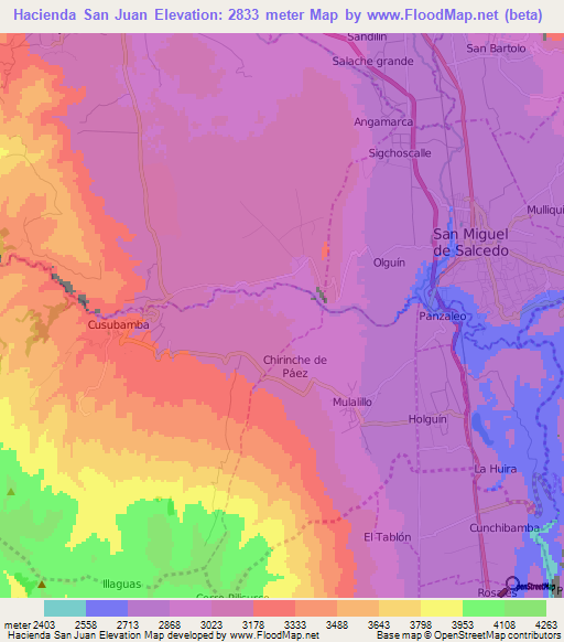 Hacienda San Juan,Ecuador Elevation Map