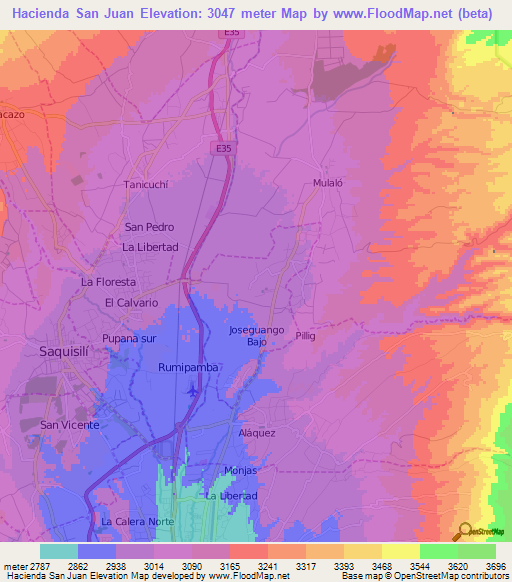 Hacienda San Juan,Ecuador Elevation Map