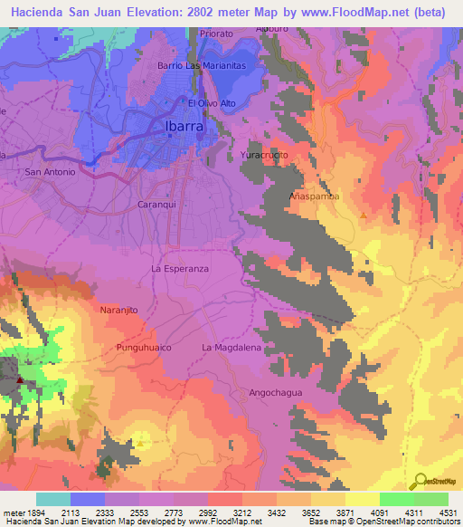 Hacienda San Juan,Ecuador Elevation Map