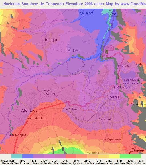 Hacienda San Jose de Cobuendo,Ecuador Elevation Map