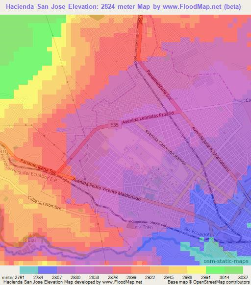 Hacienda San Jose,Ecuador Elevation Map