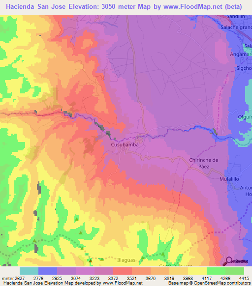 Hacienda San Jose,Ecuador Elevation Map