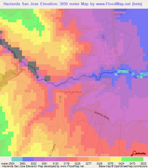 Hacienda San Jose,Ecuador Elevation Map