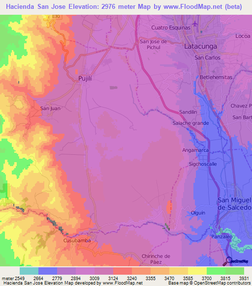 Hacienda San Jose,Ecuador Elevation Map