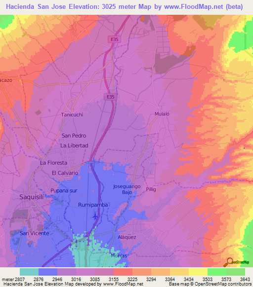 Hacienda San Jose,Ecuador Elevation Map