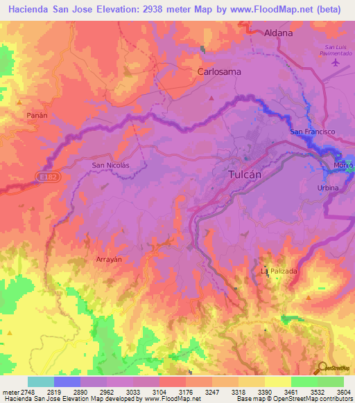 Hacienda San Jose,Ecuador Elevation Map