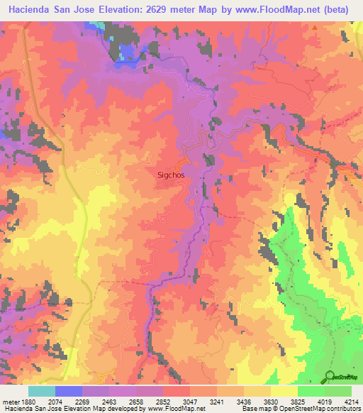 Hacienda San Jose,Ecuador Elevation Map