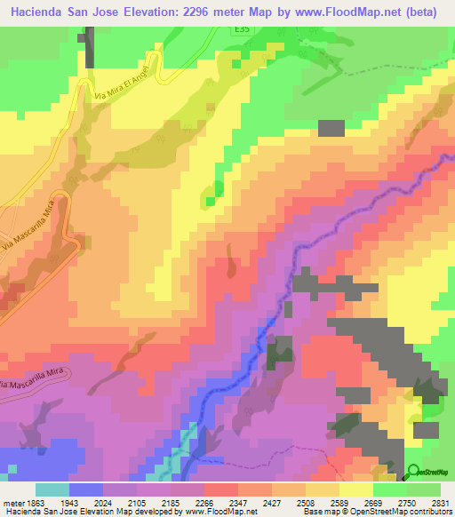 Hacienda San Jose,Ecuador Elevation Map