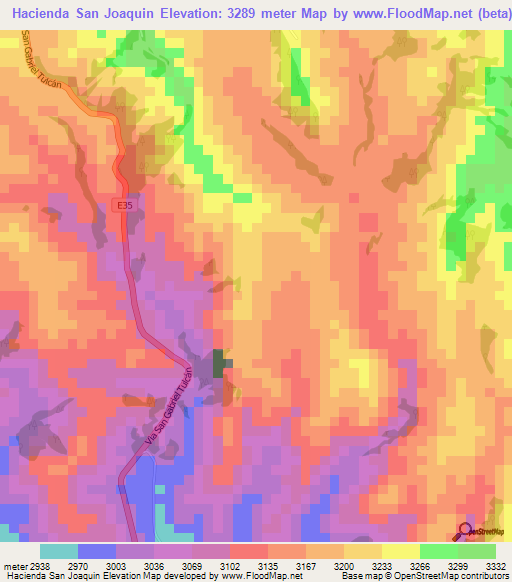 Hacienda San Joaquin,Ecuador Elevation Map