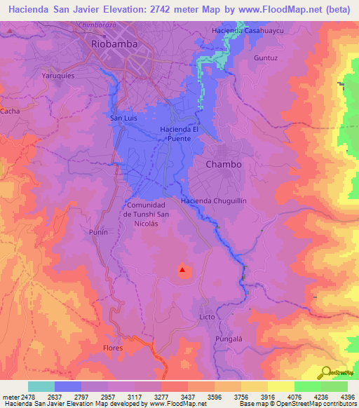 Hacienda San Javier,Ecuador Elevation Map