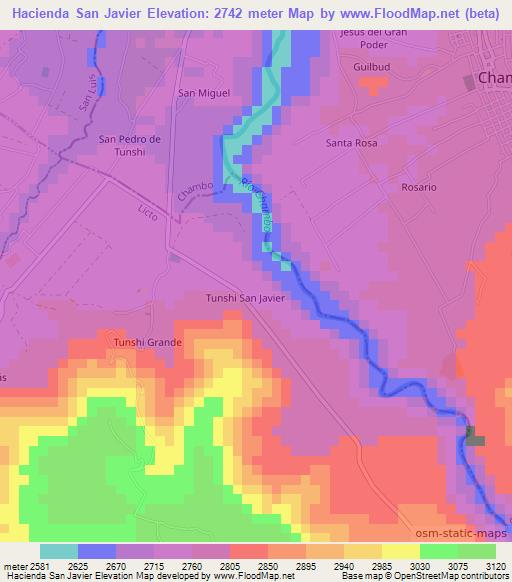 Hacienda San Javier,Ecuador Elevation Map