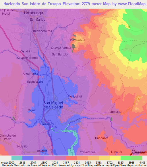 Hacienda San Isidro de Tusapo,Ecuador Elevation Map