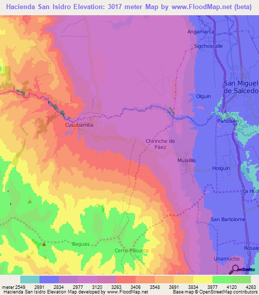 Hacienda San Isidro,Ecuador Elevation Map