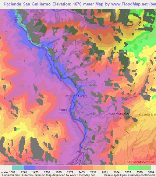 Hacienda San Guillermo,Ecuador Elevation Map