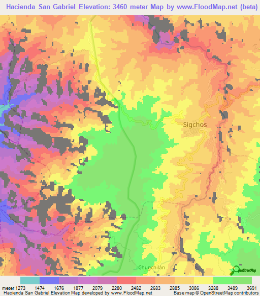 Hacienda San Gabriel,Ecuador Elevation Map