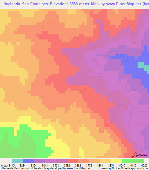 Hacienda San Francisco,Ecuador Elevation Map