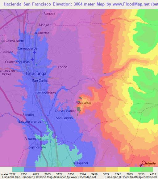Hacienda San Francisco,Ecuador Elevation Map