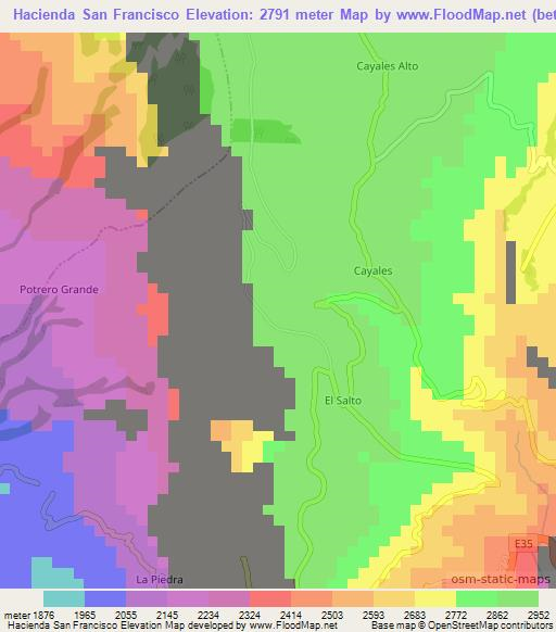 Hacienda San Francisco,Ecuador Elevation Map