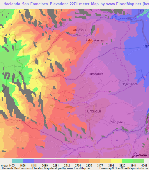 Hacienda San Francisco,Ecuador Elevation Map