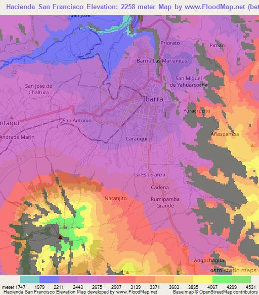Hacienda San Francisco,Ecuador Elevation Map