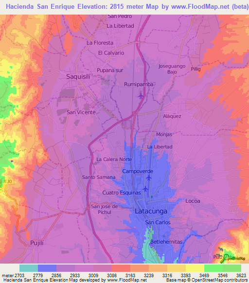 Hacienda San Enrique,Ecuador Elevation Map