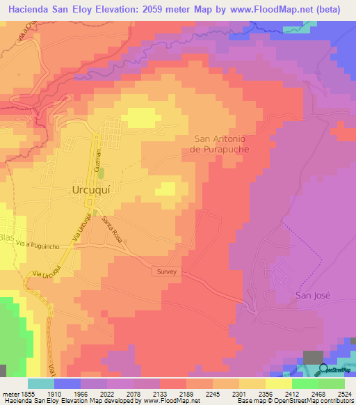 Hacienda San Eloy,Ecuador Elevation Map