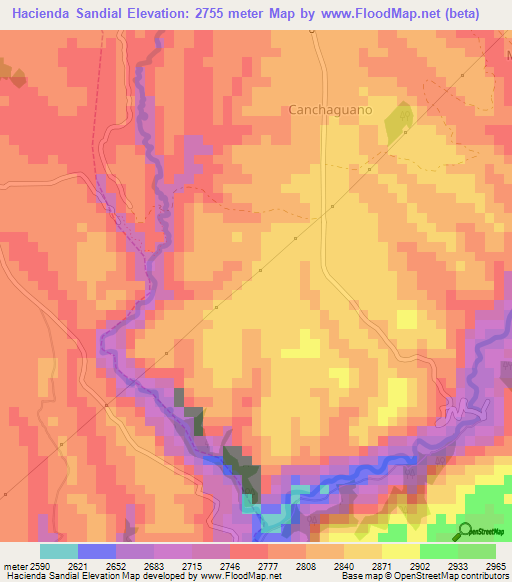 Hacienda Sandial,Ecuador Elevation Map