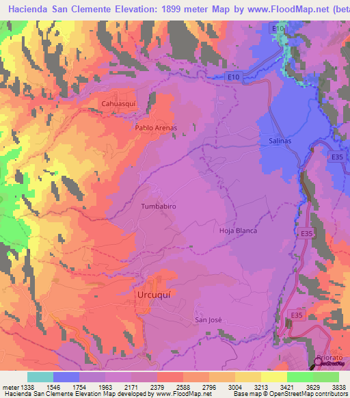 Hacienda San Clemente,Ecuador Elevation Map