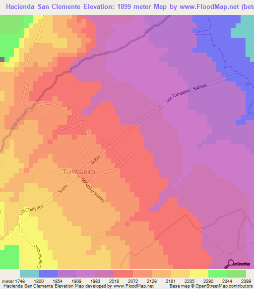 Hacienda San Clemente,Ecuador Elevation Map