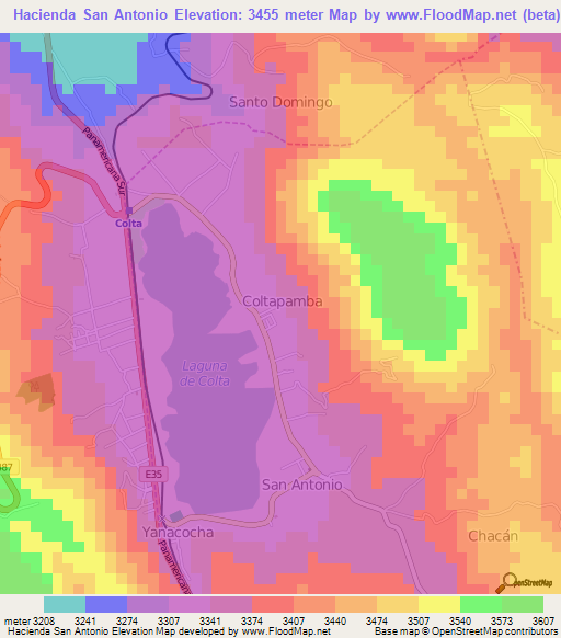 Hacienda San Antonio,Ecuador Elevation Map