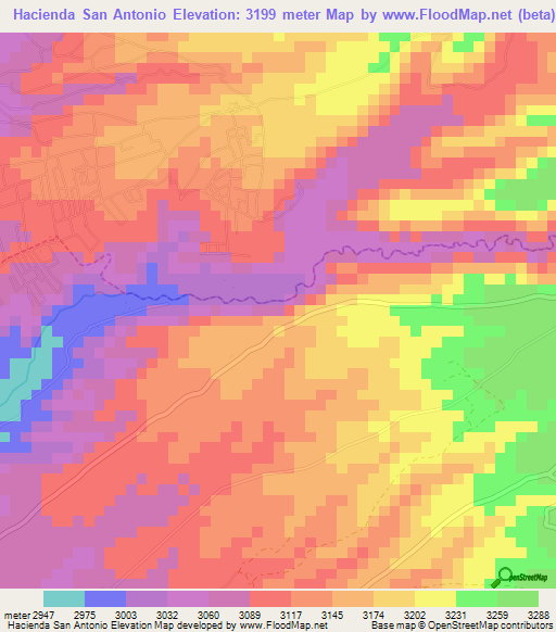 Hacienda San Antonio,Ecuador Elevation Map