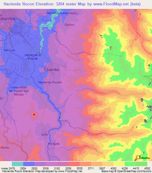 Hacienda Rocon,Ecuador Elevation Map