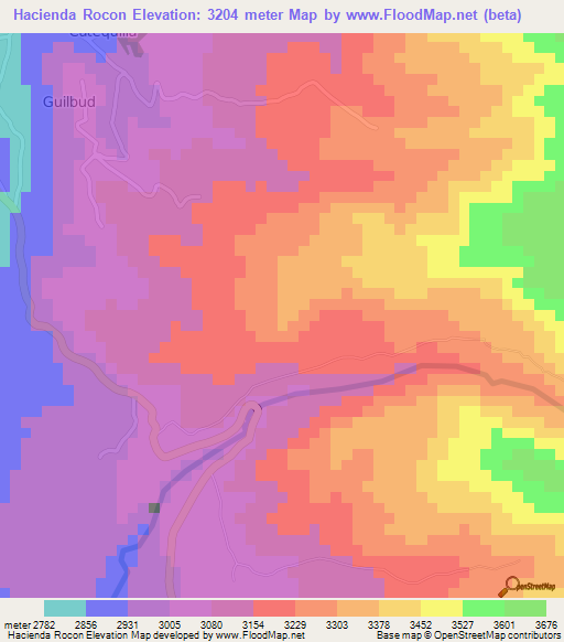 Hacienda Rocon,Ecuador Elevation Map