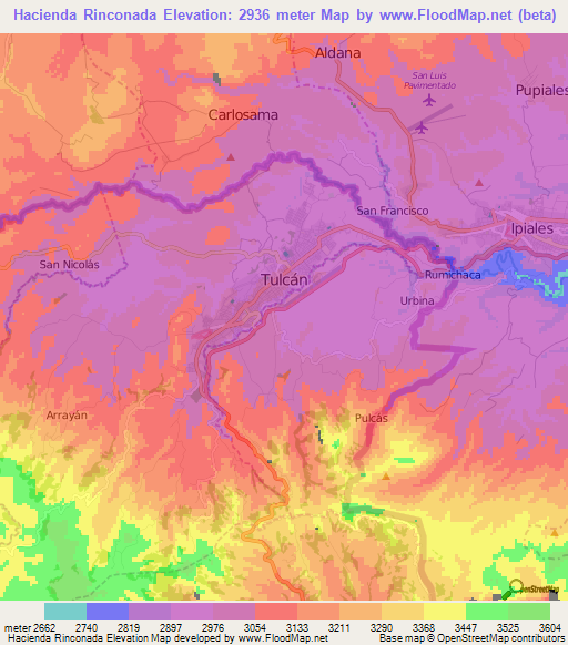 Hacienda Rinconada,Ecuador Elevation Map