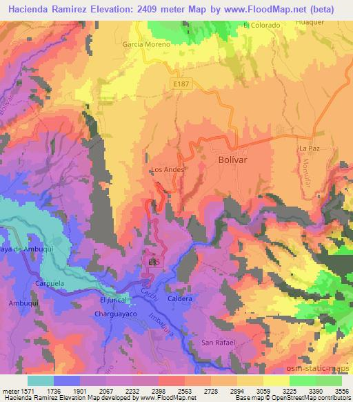 Hacienda Ramirez,Ecuador Elevation Map