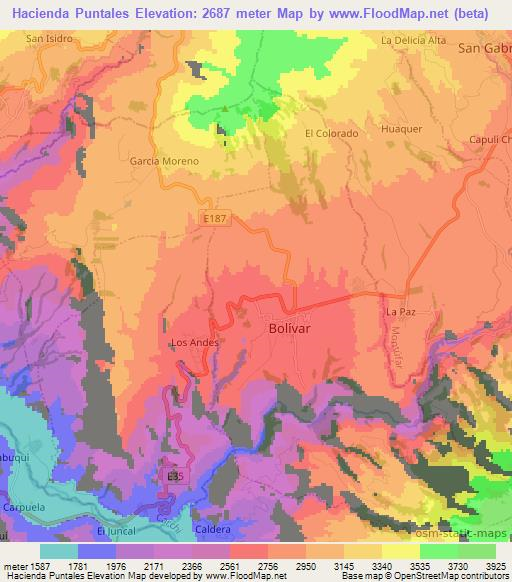 Hacienda Puntales,Ecuador Elevation Map