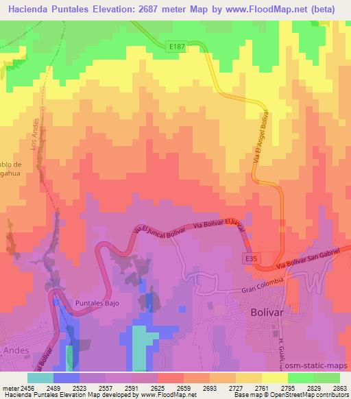 Hacienda Puntales,Ecuador Elevation Map