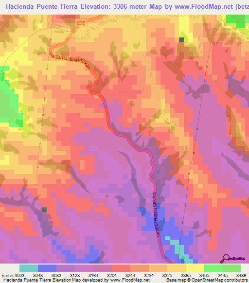 Hacienda Puente Tierra,Ecuador Elevation Map