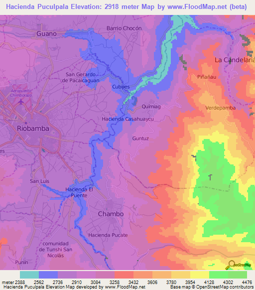 Hacienda Puculpala,Ecuador Elevation Map