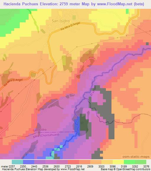 Hacienda Puchues,Ecuador Elevation Map