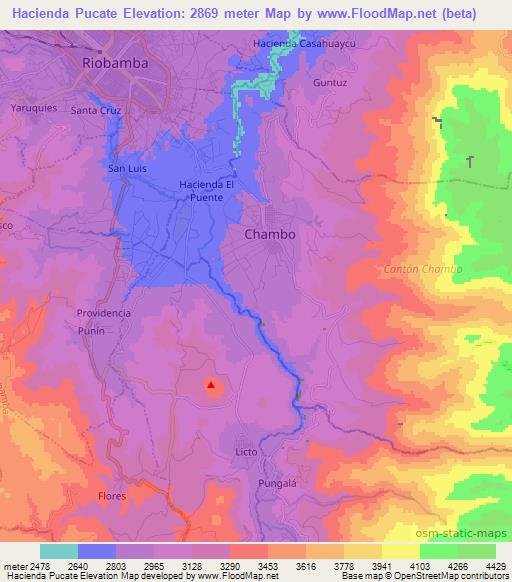 Hacienda Pucate,Ecuador Elevation Map