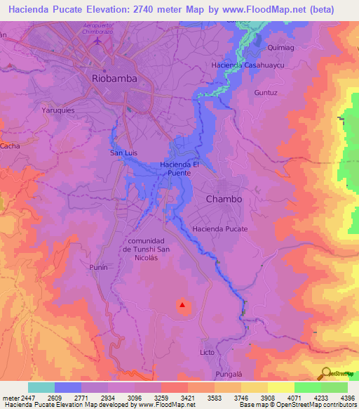 Hacienda Pucate,Ecuador Elevation Map