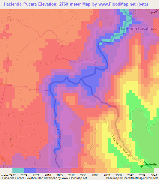 Hacienda Pucara,Ecuador Elevation Map